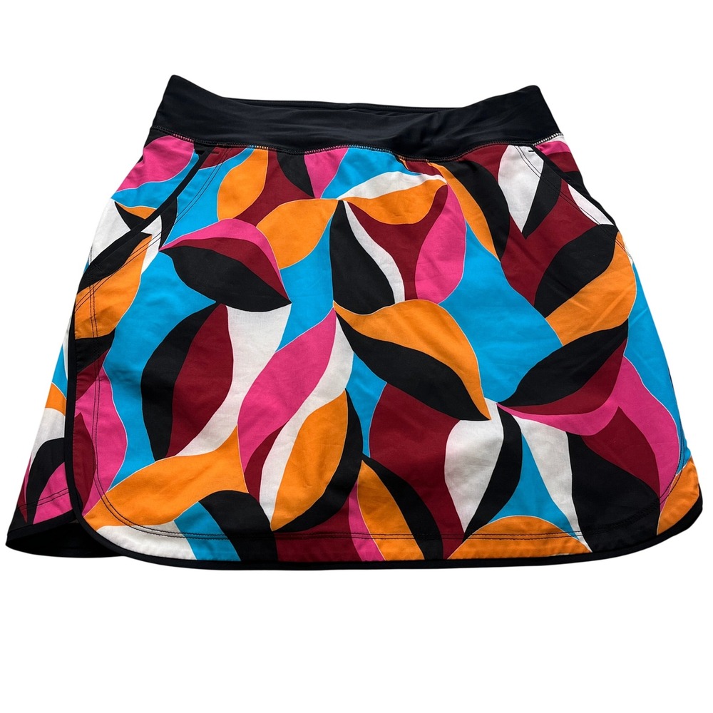 Lands End Womens Size 6 Swim Skort Multicolor Abstract Print Athletic Quick Dry